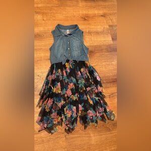 Justice Denim and Floral Kids Dress